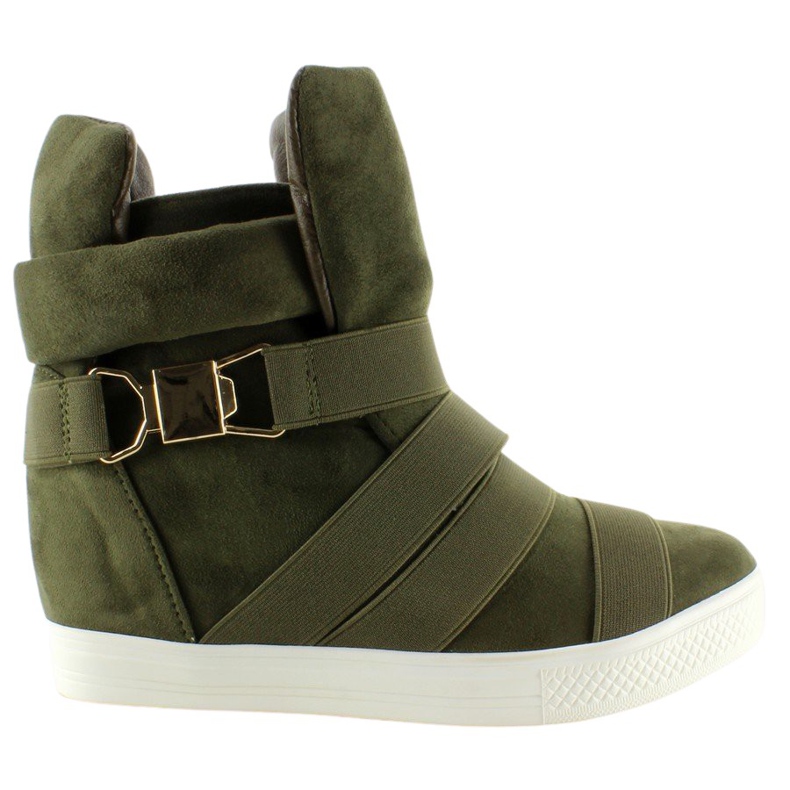 Sneakers with rubber stripes F-215 Olive green