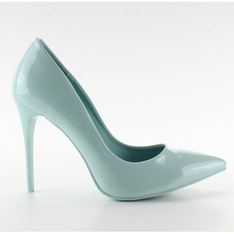 Smooth varnished high heels E396 L. Blue