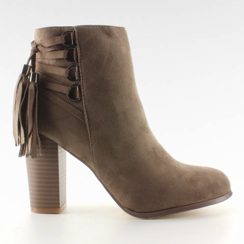 Shapely ankle boots with Khaki stable heel