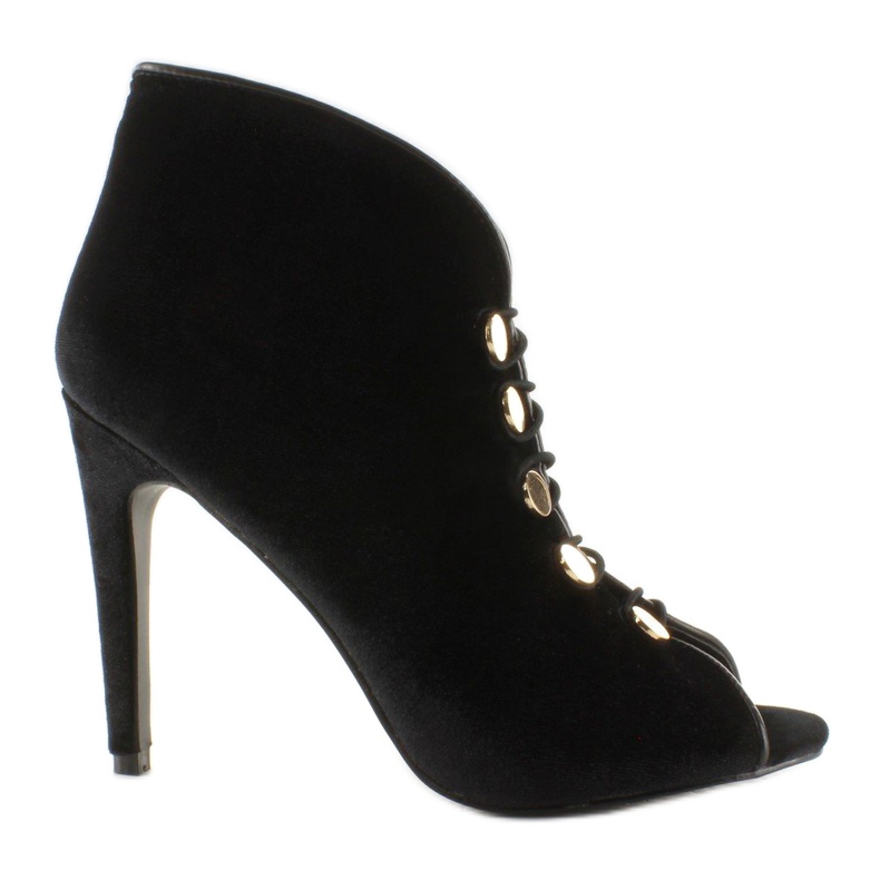 Velvet open toe pumps 1129 Black