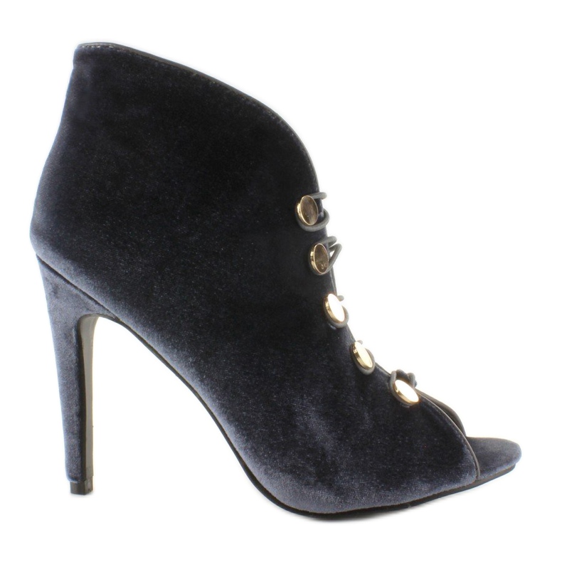 Open toe velvet pumps 1129 D. Gray grey