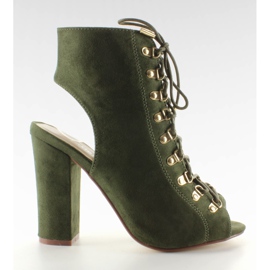 Open toe Blackish Green lace up shoes