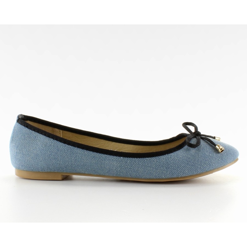 Denim ballerinas with trimming MB-6380 Lt. Blue