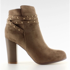 Suede ankle boots Khaki wide heel