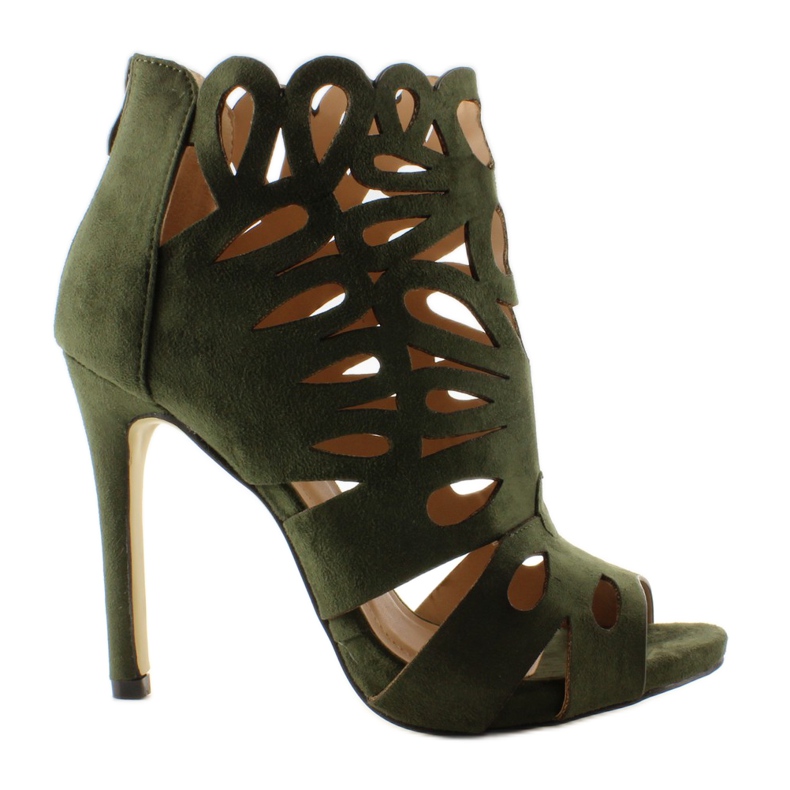 Sensual openwork boots on a M251 Green high heel