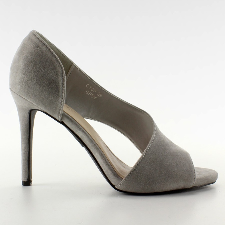C70P Gray asymmetrical open toe pins grey