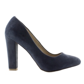 Pumps with wide heels Z-22P Blue Pumps with wide heels Z-22P Blue