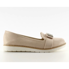 Pastel suede T245 Beige moccasins