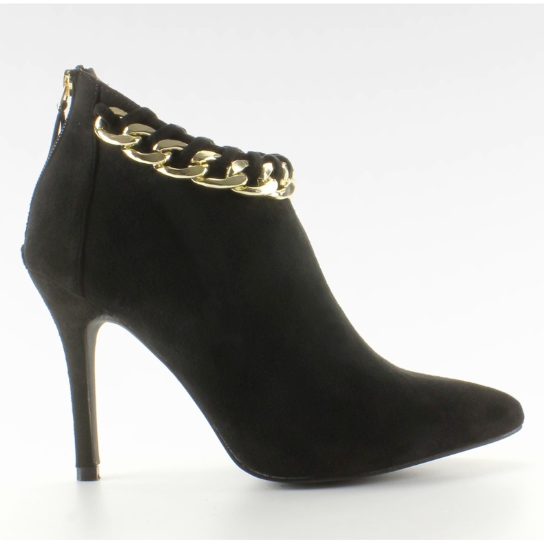 Ankle boots with a black suede chain