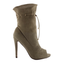 Open toe boots SY15 Olive green