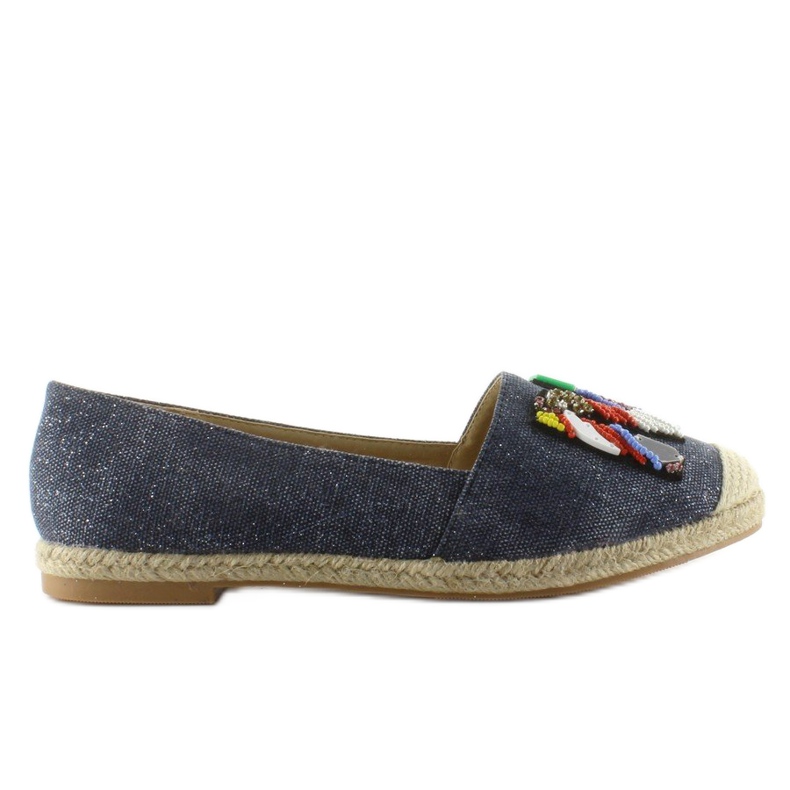 Espadrilles with colorful H8-58 D Blue beads