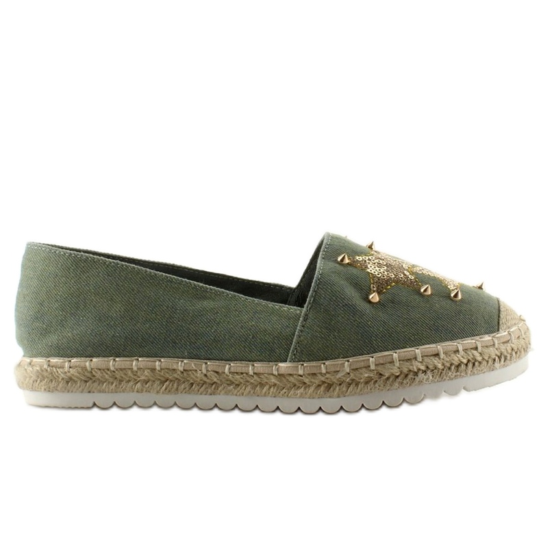 Canvas espadrilles with CV-353 Green studs