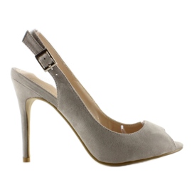 Pumps on an open toe Lt73P Gray heel grey