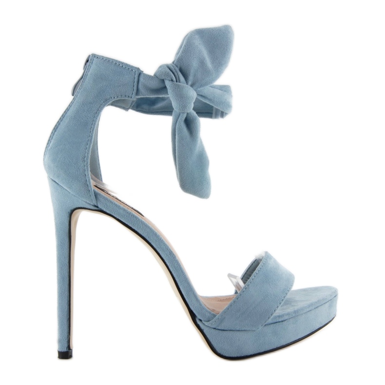 Sandals on a high heel, tied 1203 blue