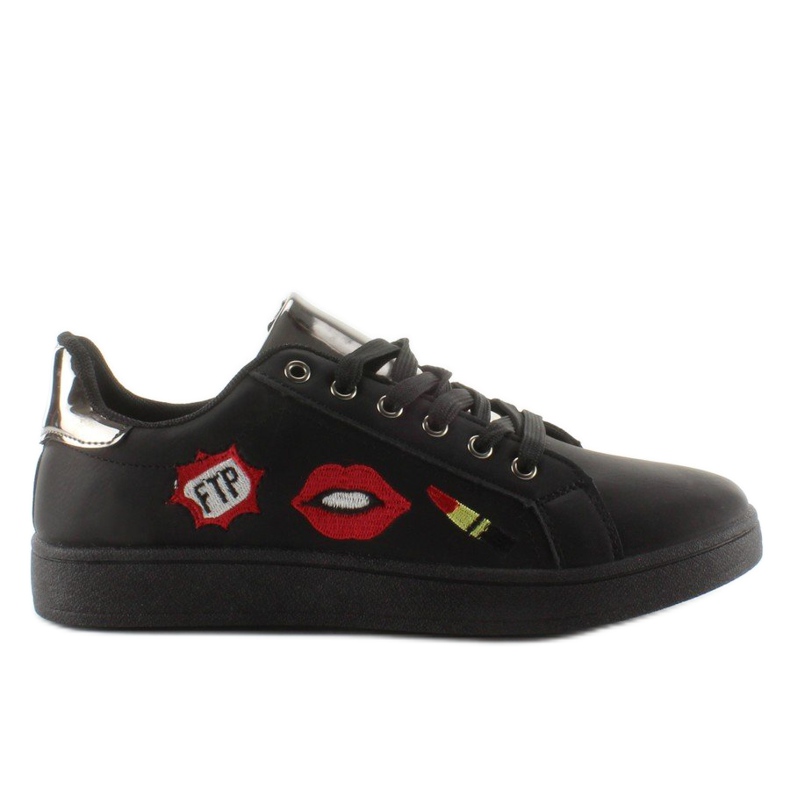 Sweet lips FB-15 BLACK / GUN sneakers with patches