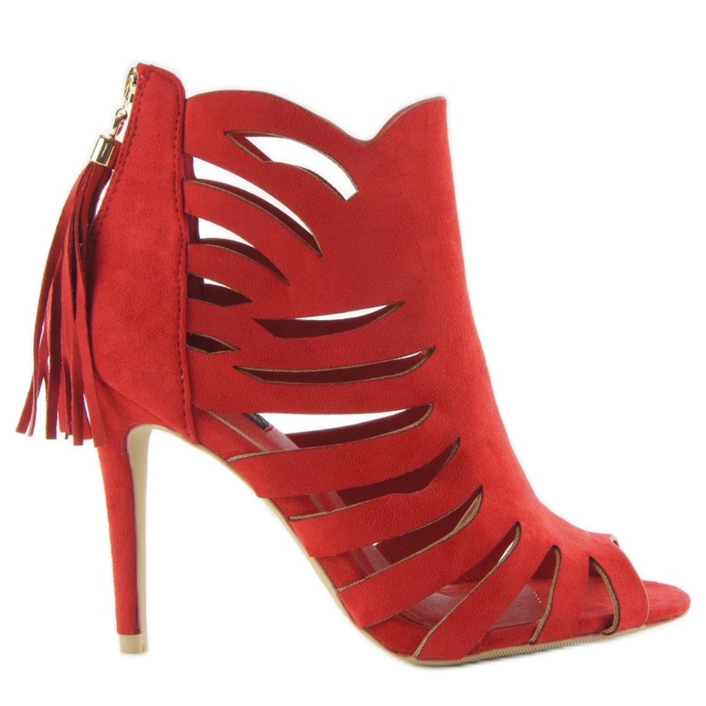Openwork 1214 Red fringed heels