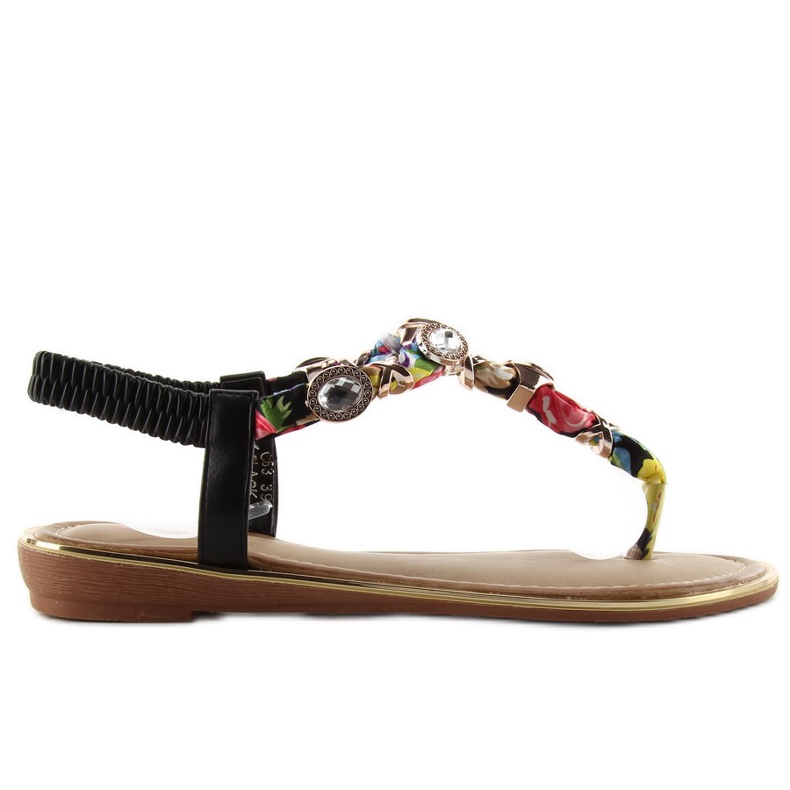 Flip-flops with stones C63 black green yellow red