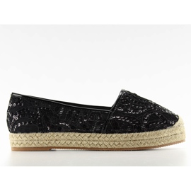 Lace espadrilles high sole 7137 Black