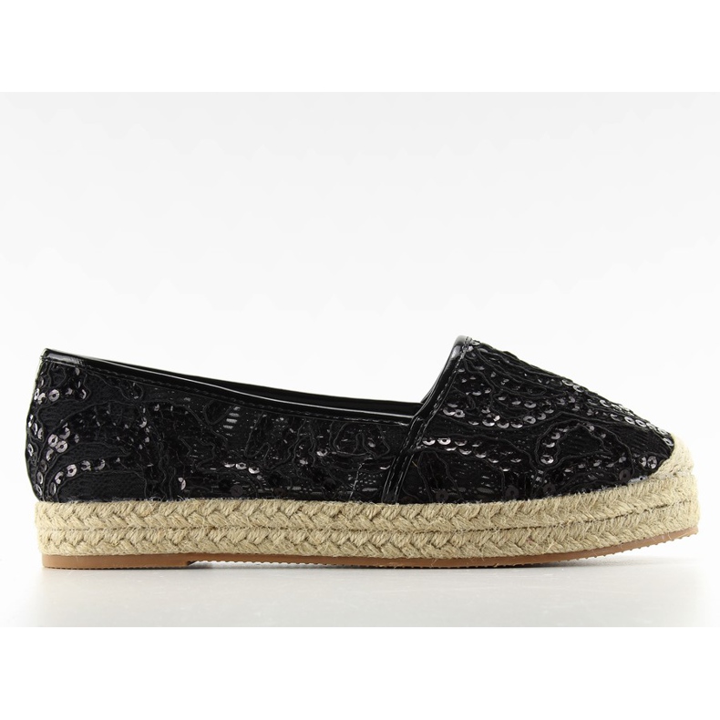 Lace espadrilles high sole 7137 Black