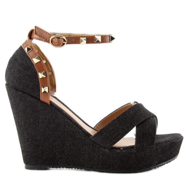 Denim wedge sandals ZJ-70 Black