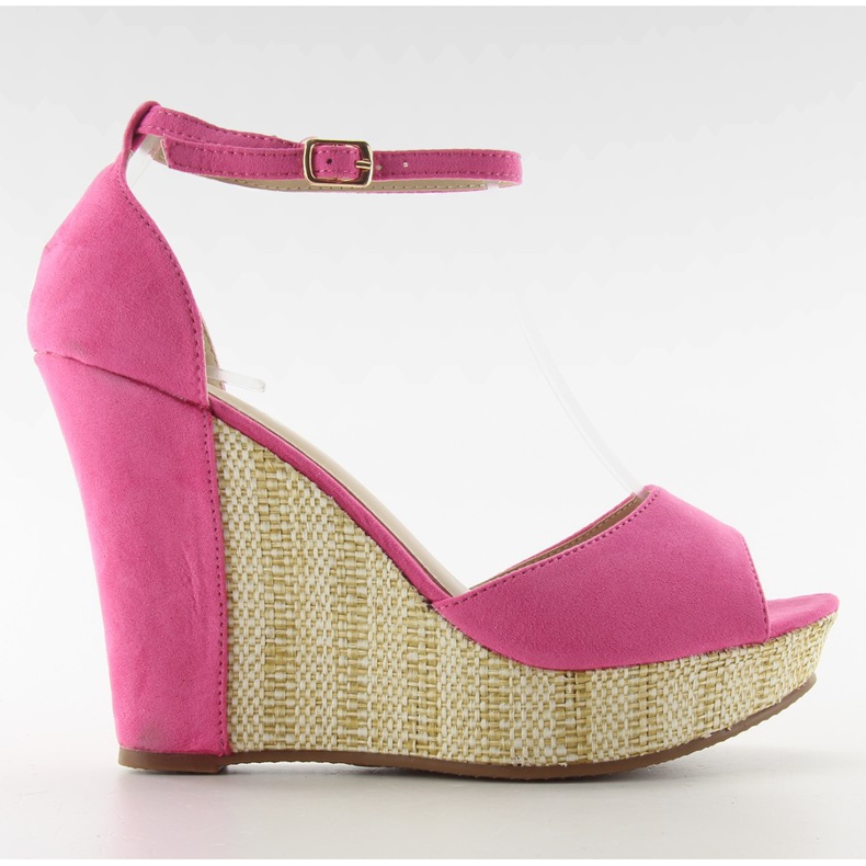 Sandals on unique wedge 028 fuchsia pink