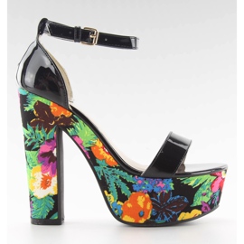 Sandals on flowery heel 788-3 Black Sandals on flowery heel 788-3 Black