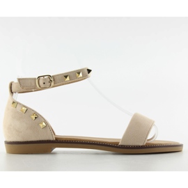 Sandals with studs on the ankle s51 beige Sandals with studs on the ankle s51 beige