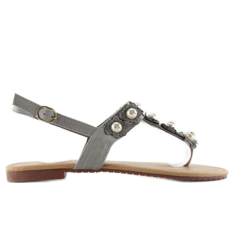 Flip-flops with pearls D-6541 gray grey