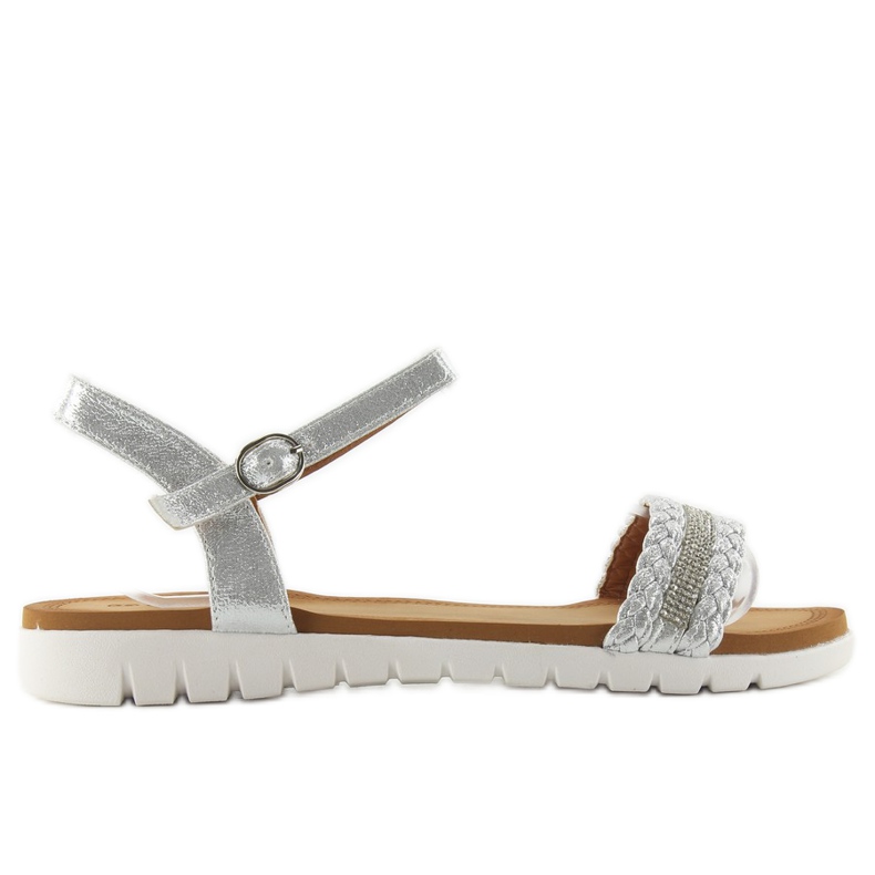 Metallic silver sandals grey