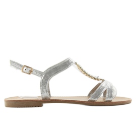 Sandals with decorative silver stones grey