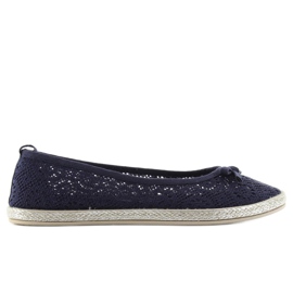 Wonderful lace ballerinas JX33 Navy navy blue