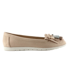 Fringed suede loafers 7122 Pink brown