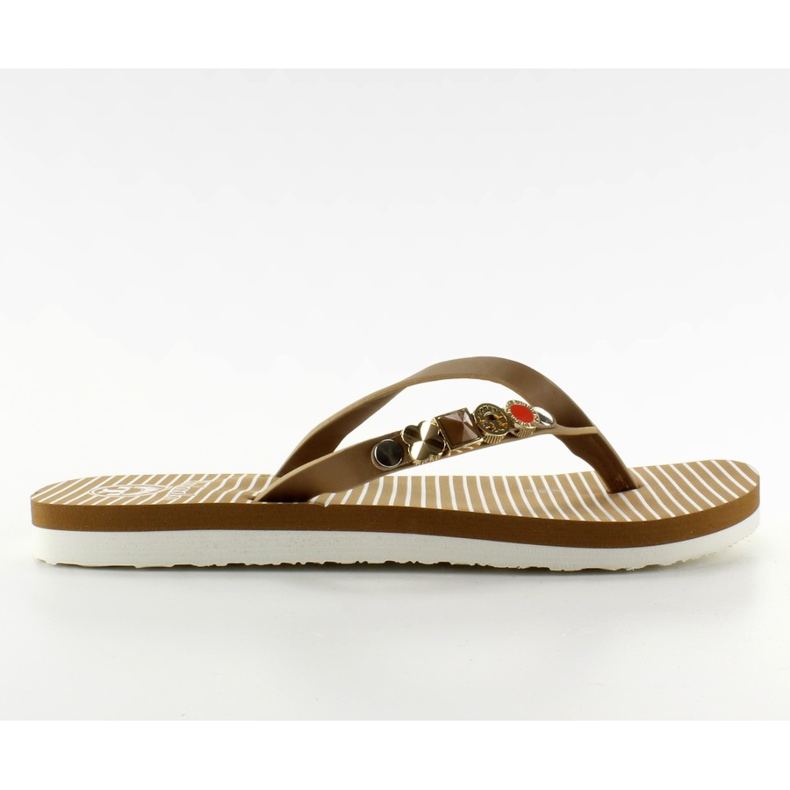 Flip-flops with a decorated belt B762 Beige