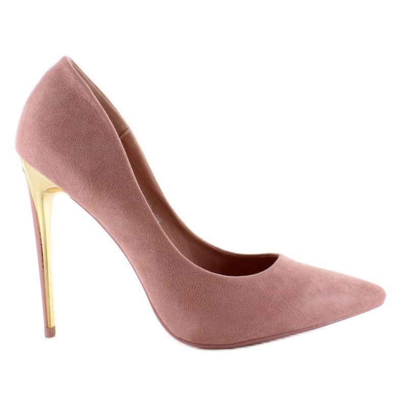 Suede Stilettos Golden Heel Le08 Pink