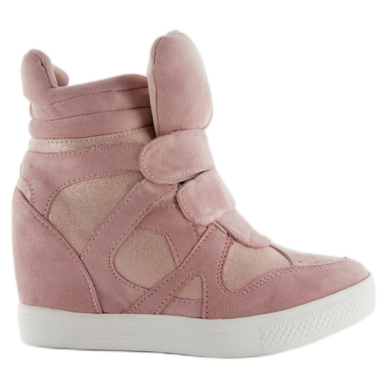 Pink velcro closure suede sneakers