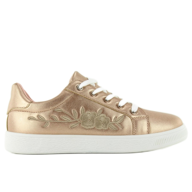 Copper sneakers with embroidery 6732-y Rose Gold yellow