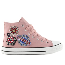 Ankle sneakers with stones BL101P Pink