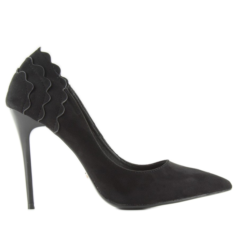 Suede high heels with a frill LE031 Black