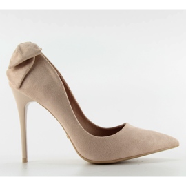 Suede heels with bow LE035 Beige Suede heels with bow LE035 Beige