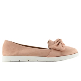Suede ballerinas with a bow sk37p L. Pink