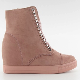 NC92 pink satin lace-up sneakers