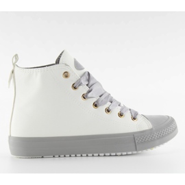 Ankle sneakers with double laces white