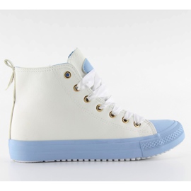 Ankle sneakers with double laces white blue