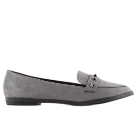 Women's loafers with studs 888-5 gray grey