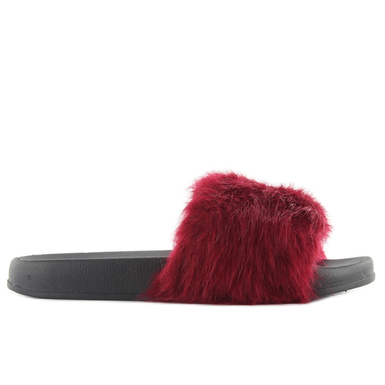 Flip-flops with fur dd69p wine red
