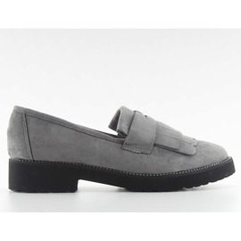 Women's loafers high sole F173p gray grey
