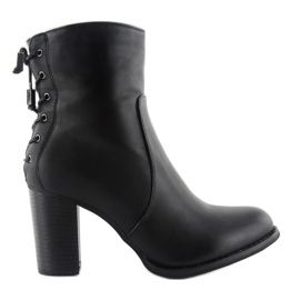 Decorative Lace-up Boots C288 black