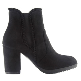 High-heeled boots with a frill m269p Black