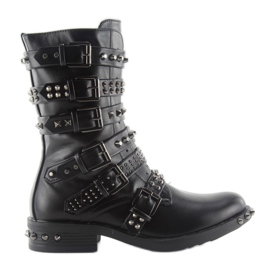 Boots with studs heavy look ae73p black Boots with studs heavy look ae73p black