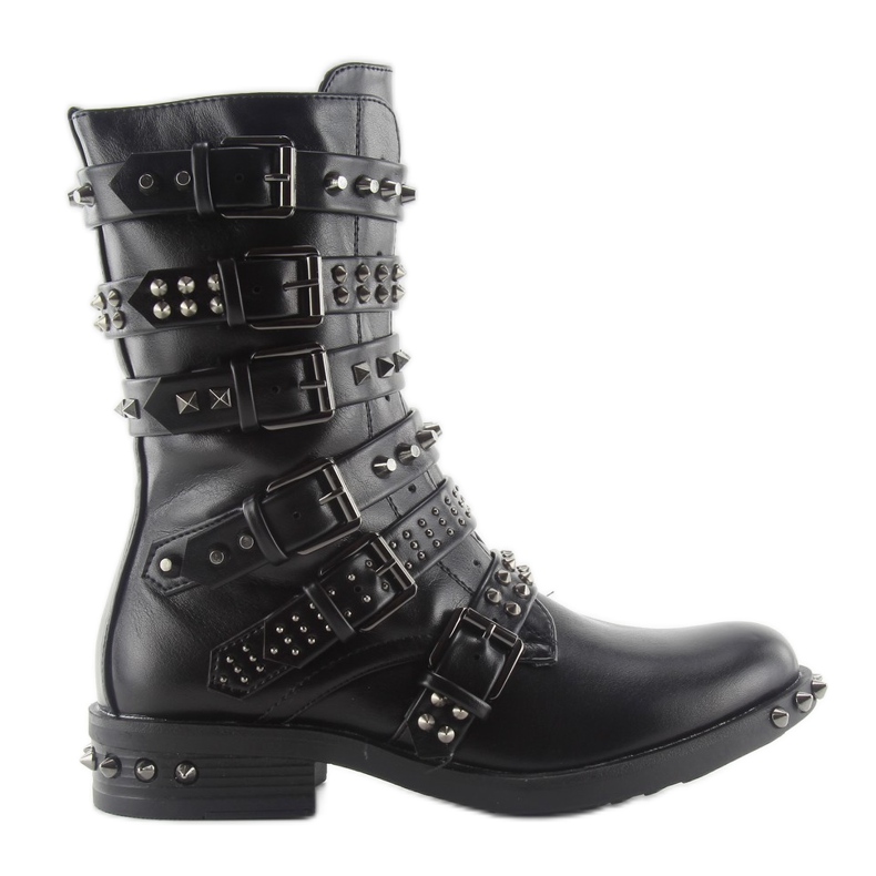 Boots with studs heavy look ae73p black